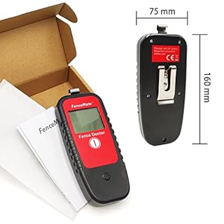 FenceMate Testeur de tension clôture électrique digital, plage jusqu'à 19,900 V, détecteur de défauts, diagnostic du courant (ampère) et de la direction du flux, pile 9 V, clip de ceinture