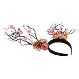 TOVINANNA Serrage-Tête Féerique en Branche D’Arbre Séchée Orange Accessoire de Fête...