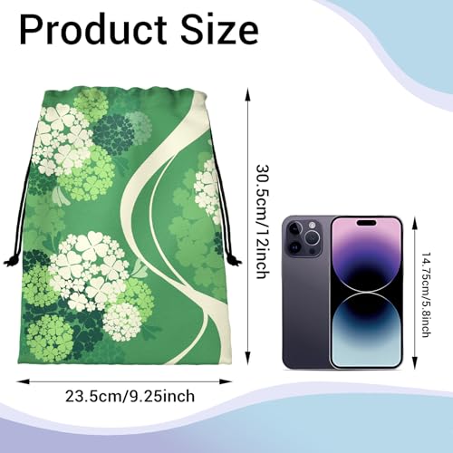 Image of Green Leaf Floral Grip Bag for Gymnast Adjustable Outdoor Sports Gymnastics Drawstring Bag