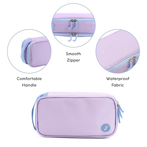 J World New York Doodle Large Capacity Pencil Case. 2 Compartment Pouch Pen Bag for School Teen Girl Boy Women, Purple by J World New York - Used condition - Image 4