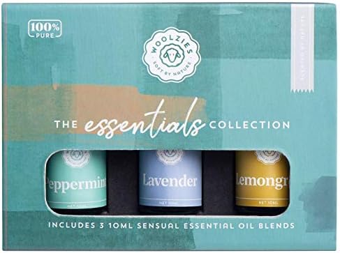 Woolzies 100% Pure & Natural Best Starter Essentials Essential Oil Set | Highest Quality Aromatherapy Therapeutic Grade | Incl. Peppermint, Lavender, Lemongrass Oil | Diffuse/Topical | Great Scent