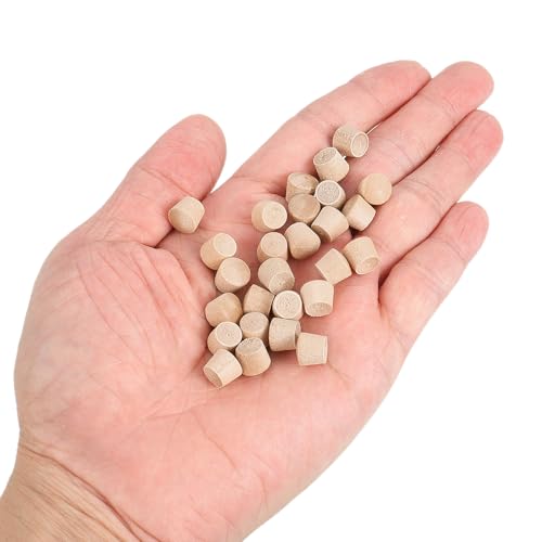 Image of uxcell 80Pcs Wood Button Plugs, 7.5mm /0.3 inch Flat Head Hardwood Screw Hole Plug Wooden Caps Buttons Wood Plug for Furniture Woodworking Craft Decor (9mm x 7.5mm)