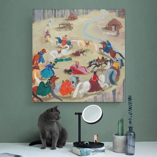 Impression giclée Course relais Dorothy Brett | Toile vintage 71x71 cm