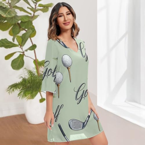 Robe de soirée décontractée couleur vert émeraude avec manches 3/4 - 3