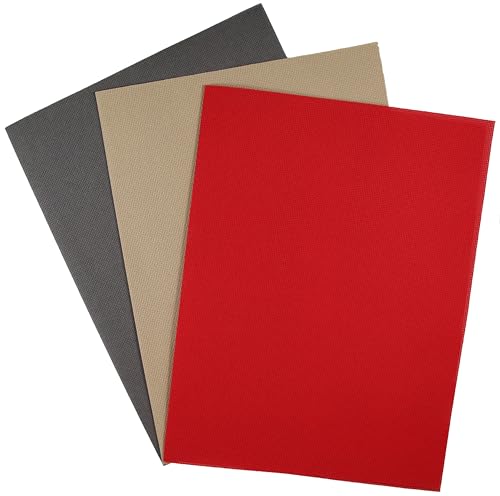 Image of KCS 3 pc of 12 inch x 18 inch(30cmx45cm) 18CT Counted Cotton Aida Cloth Cross Stitch Fabric (Red+Khaki+Dark Grey)