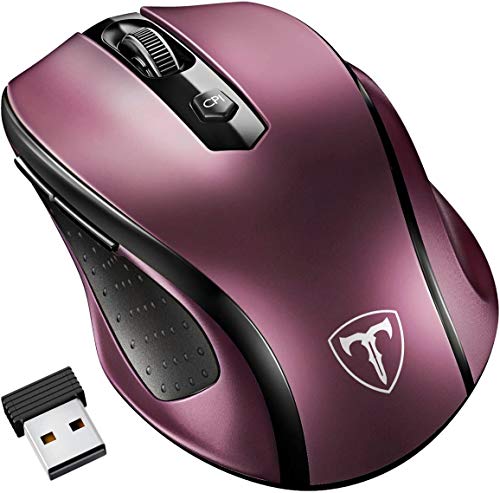 VicTsing Ratn Inalmbrico Mini, Porttil 2.4G con Receptor Nano, 6 Botones, 2400DPI, 5 dpi Adjustables (Vino Rojo)