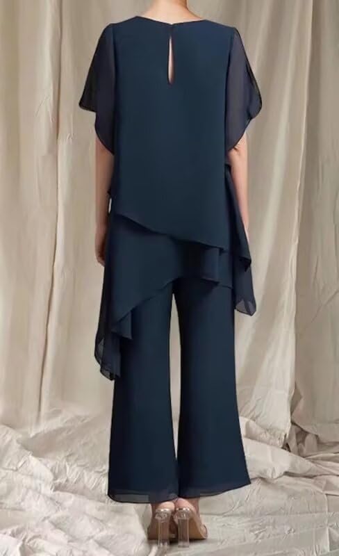 2 Pieces Mother of The Bride Pant Suits for Wedding Chiffon Pantsuits Formal Outfit Grandmother of The Bride Pant Suits3