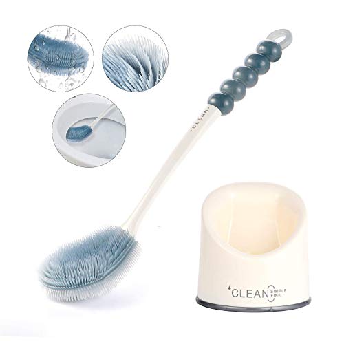 Toilet Brush and Holder of Bathroom Set: Toilet Bowl Brush, Toilet Bowl Cleaner, Toilet Bowl Scrubber, Flat Toilet Brush of Cleaning Supplies