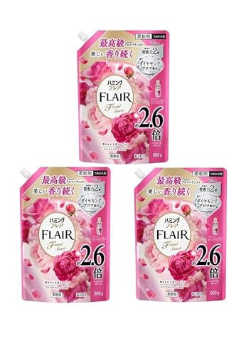 【3個セット】ハミング フレア 柔軟剤 フローラルスウィートの香り つめかえ用 900ml x 3個セット 詰め替え用 まとめ買い セット販売