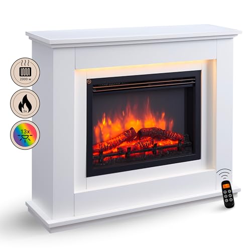 BALDERIA Elektrokamin Baldur | Elektrischer Standkamin mit 3D-Flammeneffekt...