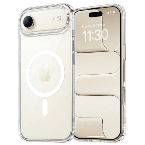 Image of Elzzi Clear Transparent Magsafe Cover for iPhone 17 Air Case (Compatible with Mag-Safe) Non Yellowing Non Slippery Shockproof Phone Case
