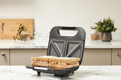 PIFCO 750W Non-Stick Sandwich Maker - Compact Electric Sandwich Toaster with Cool-Touch Handle, Skid-Resistant Feet, and Ready Light, Easy to Clean, Ideal for Home, Dorm Rooms, and Quick Snacks