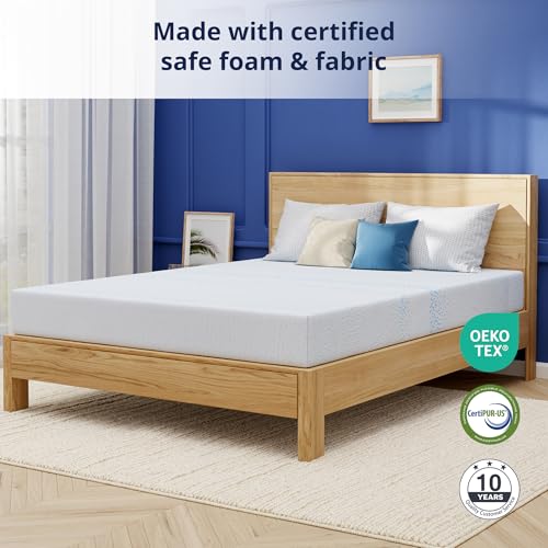Image of EGOHOME 6 Inch Queen Mattress, Gel Memory Foam with Charcoal, Fiberglass Free, CertiPUR-US Certified, Medium Firm, Temperature-Regulating, Machine Washable Cover, 80 inch x 60 inch x 6 inch