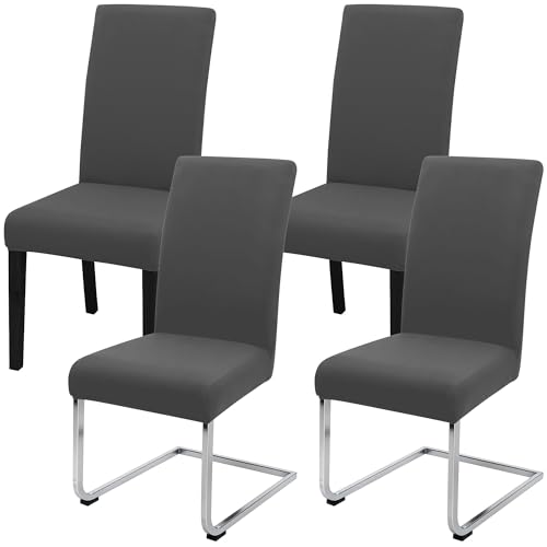 Stuhlhussen Stretch Stuhlbezug Set 4 Stück elastische abnehmbare waschbare Stuhlhusse für Esszimmerstuhl Schwingstuhl Schaukelstuhl Küche Wohnzimmer Büro Hotel Restaurant Bankett