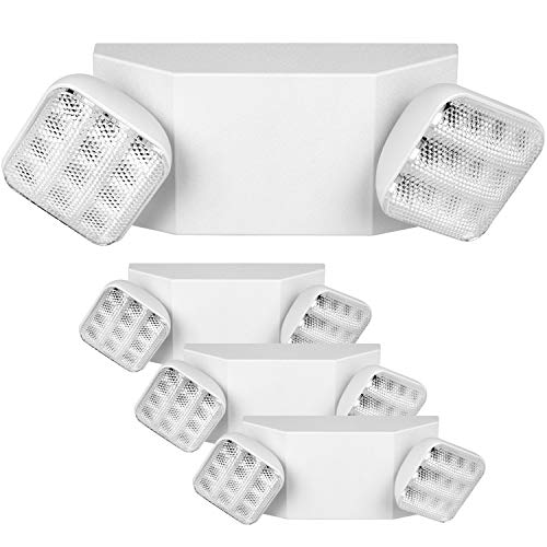 Hykolity Two Head Emergency Light, Adjustable Integrated LED Emergency Lighting with Battery Backup