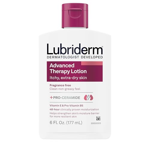 Lubriderm Advanced Therapy Fragrance-Free Moisturizing Hand & Body Lotion + Pro-Ceramide Intense Hydration for Itchy Extra Dry & Sensitive Skin Non-Greasy Hypoallergenic 6 fl. oz