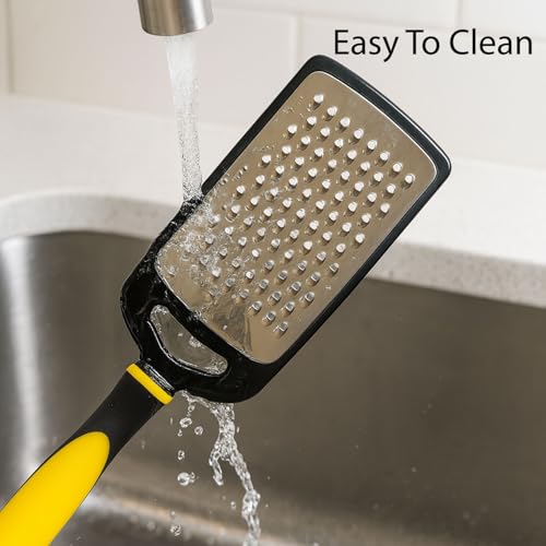Image of SIGNAMIO Hand Kadukas Cheese Grater and Vegetable Shredder for Kitchen Stainless Steel Ginger Crusher, Carrot Grater, Garlic Slicer with Protective Cover (Yellow)