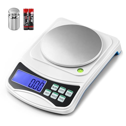 Image of Antstone Digital Precision Scale 0.01g Accuracy, 1000g Lab Scale Scientific Digital Balance, Jewelry Scale for Laboratory Jewelry Weighing, Includes 100g Calibration Weight and 2 AAA Batteries