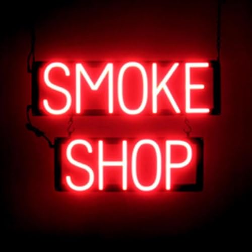 Image of SpellBrite LED Neon SMOKE SHOP Sign for Business - Red, 21 inch x 15 inch | Ultra-Bright Click-Together Signage for Smoke Shops, with Visibility from 500 Feet - 8 Animations, 6 Brightness Settings