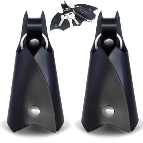 JEYORZY Leder-Schlüsseletui mit Batman-Schlüsselanhänger und -tasche zum Schutz von Auto- und Motorradschlüsseln