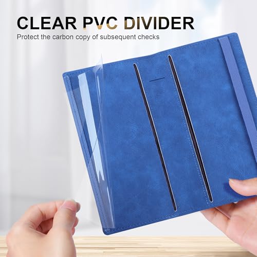 Image of CASMONAL Checkbook Covers for Personal Checkbook Holder RFID Premium Vegan Leather Checkbook Cover for Duplicate Checks