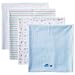 Spasilk Baby-Boy Newborn 4 Pack Flannel Receiving Blanket, Blue Elephant, 30 Inchx30 Inch