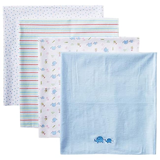 Spasilk Baby 4 Pack 100% Cotton Flannel Receiving Blanket