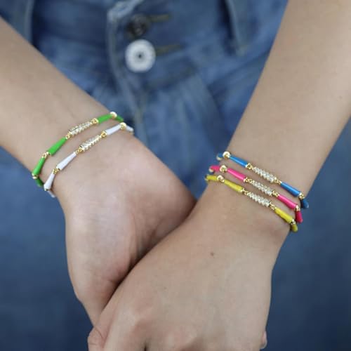 Pulseras boho de cuentas multicolor elásticas para regalar en bodas 5