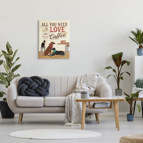 Image of Stupell Industries All You Need is Love and Coffee Cats Dogs Oversized Stretched Canvas Wall Art, Multi-Color, 24x30, Design By Artist Veronique Charron