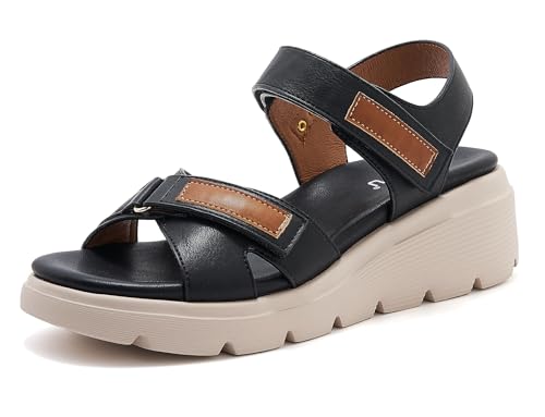 Trcloltc Women's Comfortable Walking Sandal Lightweight Cushioned Hiking Sandals Platform Shoes for Women Slingback Woven With Straps Sandals Black 9