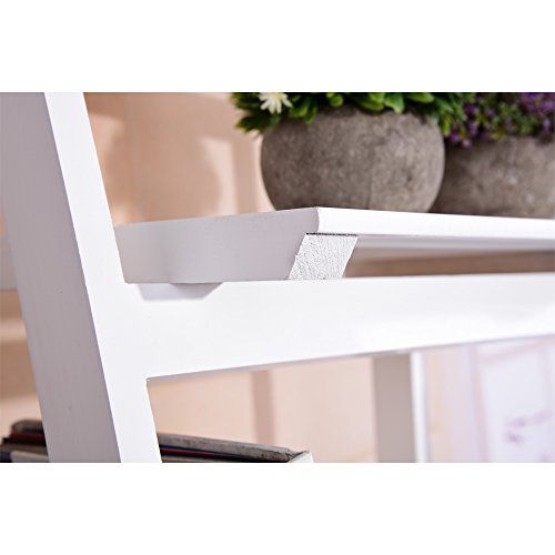 4 Tiers Ladder Shelf Bookcase Modern Folding Storage Shelving Unit Decorative Ornament Display Stand Bookshelf for Home Garden Bedroom Living room Bathroom (White)