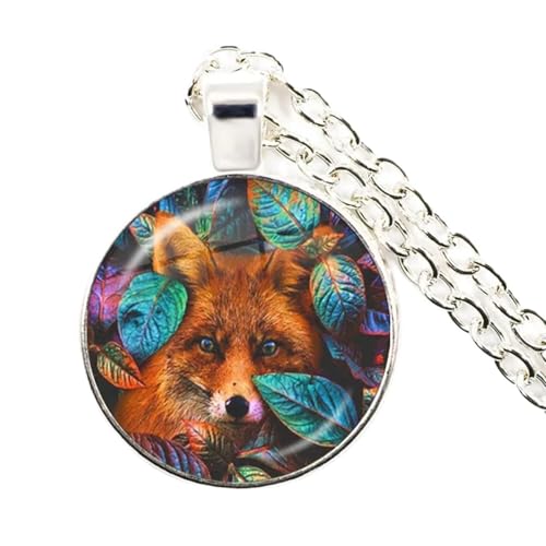 Collier renard argent 925 pendentif kawaii ras du cou verre animal mignon pour fille