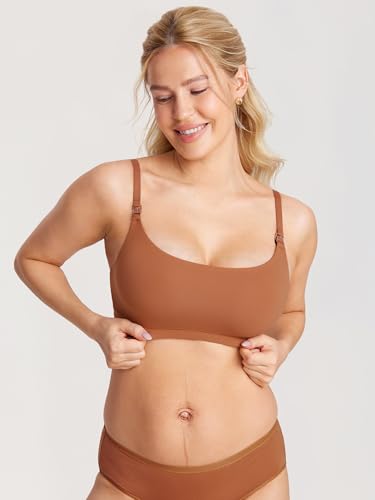 Image of MOMANDA Inbarely Seamless Nursing Bras for Breastfeeding Soft Unlined Maternity Bralettes for Pregnancy and Postpartum