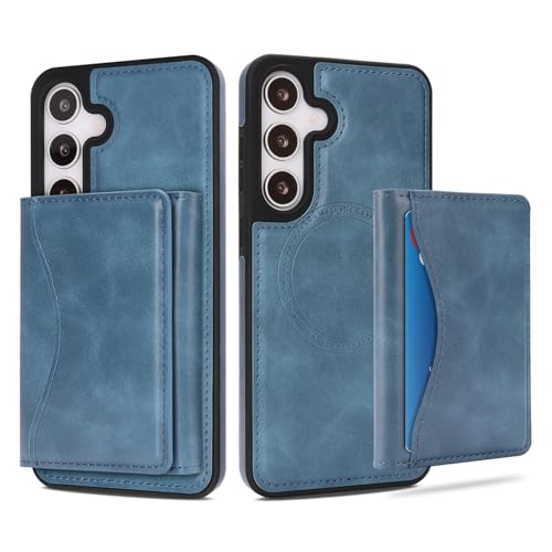 Étui Samsung Galaxy S24 bleu housse protection cuir support rabat