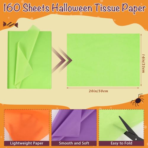 Image of woric 160 Sheets Halloween Tissue Paper for Gift Bags 20 x 14 Inch
