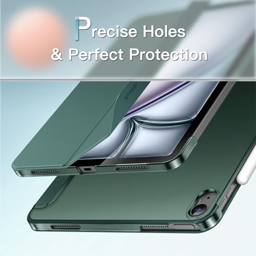 Image of JETech Cover Case for iPad Air 13-Inch M4 /M3 /M2 (2026 /2025 /2024), Slim Stand Hard Back Shell Smart Cover with Auto Wake /Sleep (Midnight Green)