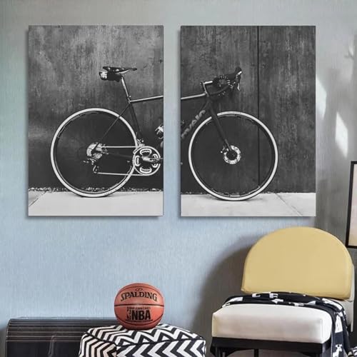 Peinture sur toile paysage vélo vintage ADOHOME 70x100cm
