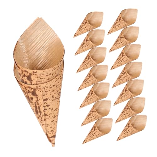 GREENADSCAPE 50pcs Disposable Cone Cups for Appetizers Ice and Fruit Salads Shell Design for Weddings Parties and Picnics