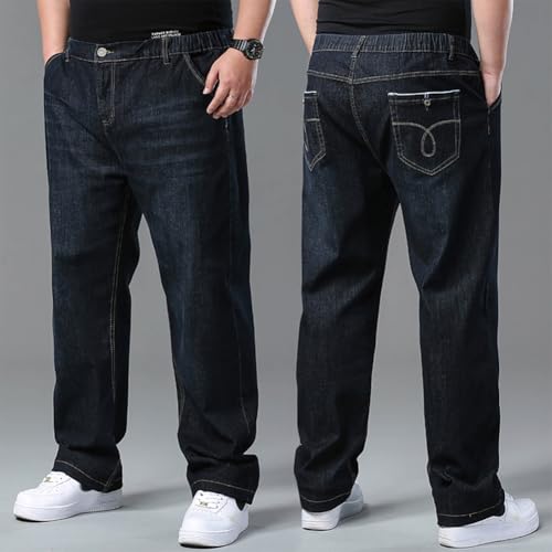 Men's Relaxed Fit Straight Leg Jean Elastic Waist Denim Pants 29-464