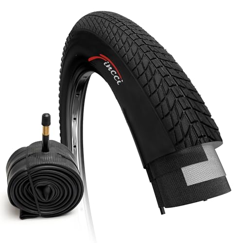 Fincci Fahrradreifen 20 Zoll - Set BMX Reifen 20 x 1.75 Zoll mit Fahrradschlauch 20 Schrader Autoventil Ventil 48 mm Mantel 47-406 für BMX Kinder Fahrrad MTB Bike Dreirad