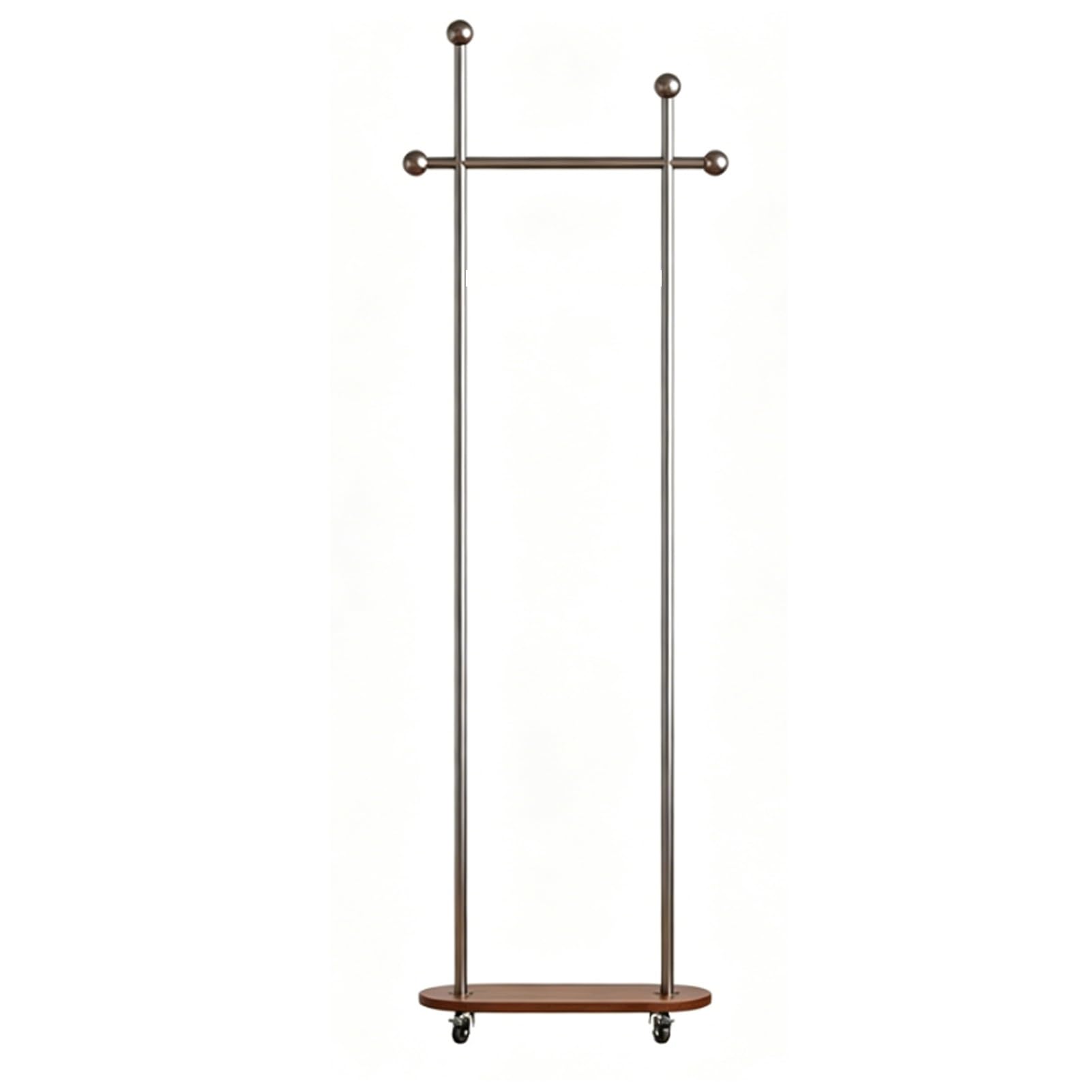 YAOHY Coat Rack Freestanding Clothing Rack with Wheels, Double-pole Clothing Racks with Storage Shelves for Corner Bedroom Hallway Entryway Living Room Hotel(Natural,23.6in/60cm,Style1)