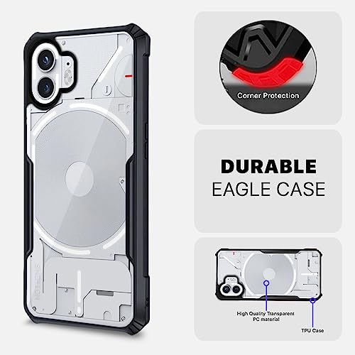 Image of Pikkme Nothing Phone 2 Back Cover | Crystal Clear Transparent Back | Full Camera Protection | Ultra Hybrid | Raised Edge | Bumper Back Case (Black)