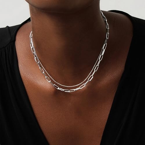 Chain Necklace for Women - Dainty Necklaces Trendy 14K Gold Plated Hypoallergenic Thin Box Herringbone Bead Chain Choker Necklace for Women Non Tarnish Simple Gold Jewelry Gift