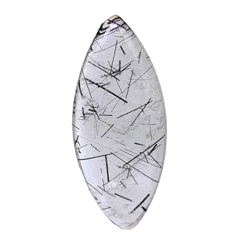 Quartz rutile noir naturel en marquise 43x17mm pour fabrication bague et collier
