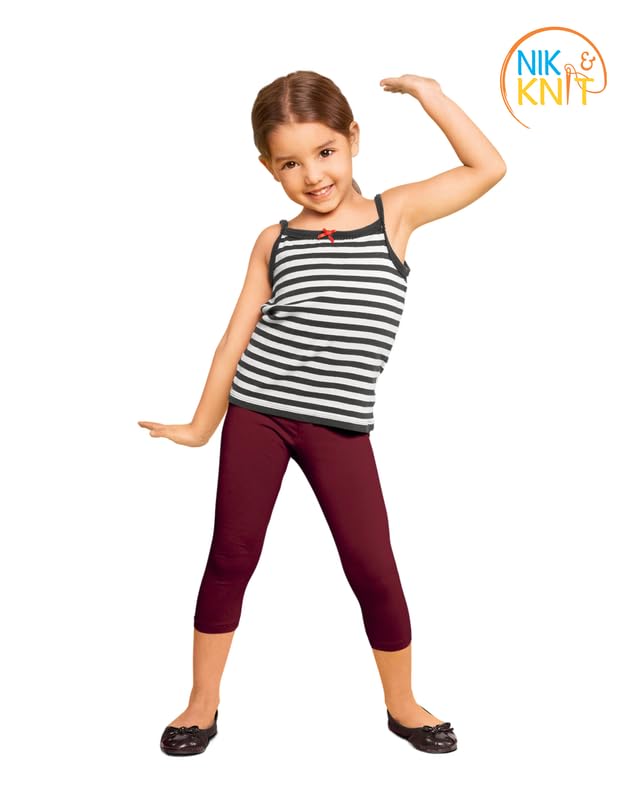 Image of NIK & KNIT Premium Stretchable Plain Capri Leggings for Girls /Kids | Night Wear | Leggings /Capris (Top /T-Shirt NOT Included)