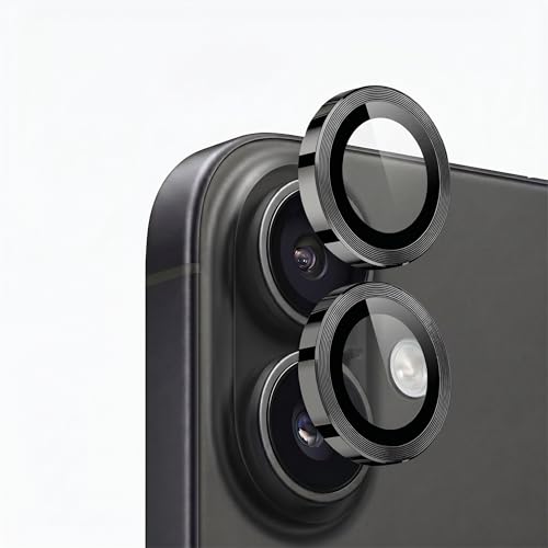 Image of amazon basics Camera Glass Lens Protector Ring for iPhone 17 Case Friendly with Edge to Edge Coverage and Easy Installation (Black)