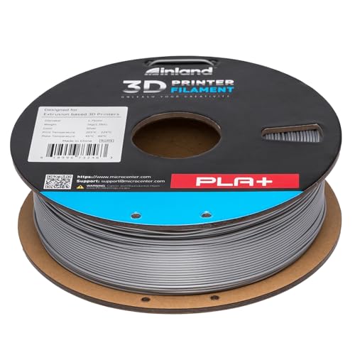Image of INLAND Micro Center PLA+ 3D Printing Filament 1.75mm - PLA Pro Dimensional Accuracy + /- 0.03 mm - 1kg Cardboard Spool (2.2 lbs) (1 Pack Silver, 1.75mm)