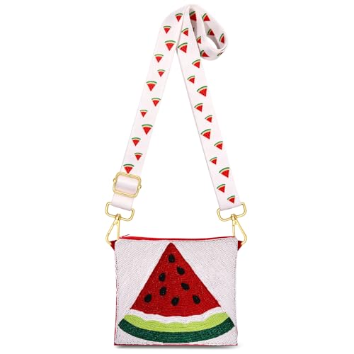 NVENF Beaded Watermelon Purse for Women Tropical Fruit Crossbody Purse Summer Beach Shoulder Bag Accessories Outfits Gifts (Style C)