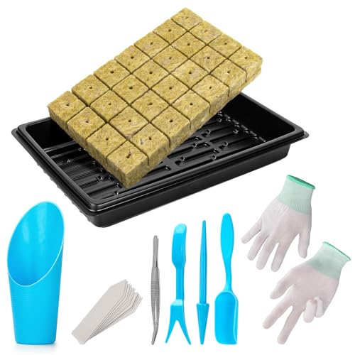 Aatacas Seed Starter Kit with Rockwool Cubes & Tools