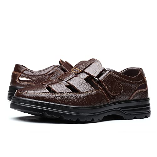 Men's Fashion Casual Leather Sandals Busniess Working Sandals Closed Toe Breathable Comfortable Sandals
